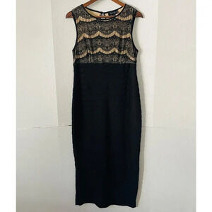 Scarlett Size 12 Dress - Black Nude Lace Pleated Party Wedding Sleeveless